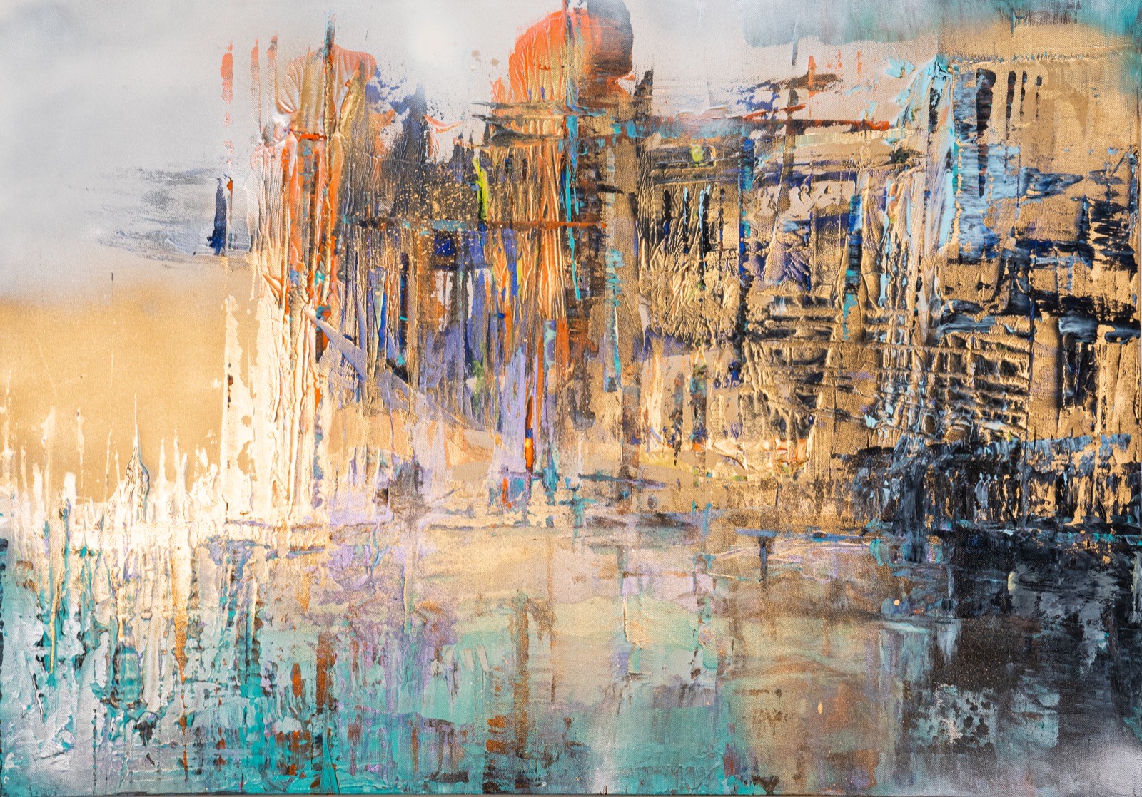 Mixed-Media-Malerei Golden Venice von Irina Gerhardt